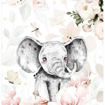 Plaid - éléphant fleurs