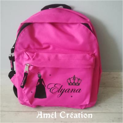 Mini sac à dos - modèle princesse couronne prénom étoiles