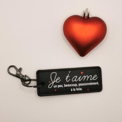 Porte clé rectangle - je t'aime, un peu , beaucoup