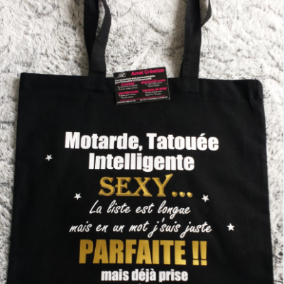 Tote bag - motarde,tatouée.... PARFAITE