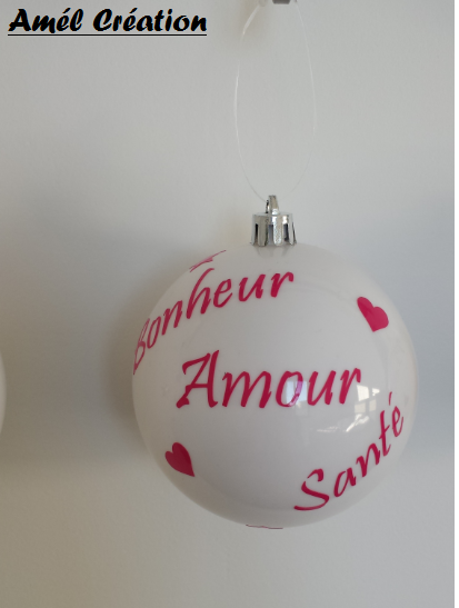 Sticker 3mots 7coeurs et 12 etoiles boule diam 8