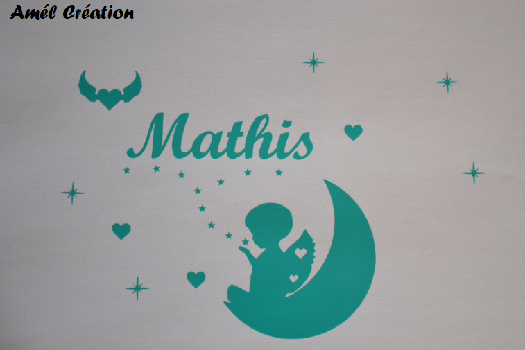 Sticker ange sur lune