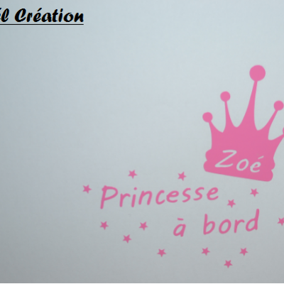 Stickers bébé à bord - princesse et couronne