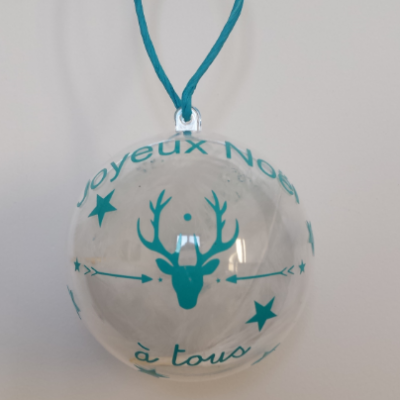 Stickers renne + joyeux noel à tous + prénom + étoiles + flocons