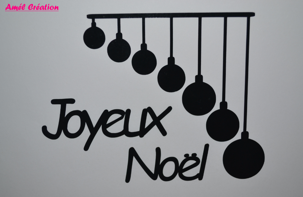 Sticker joyeux noel boules et texte