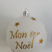 Sticker mon 1er noel et 17 etoiles boule diam 8