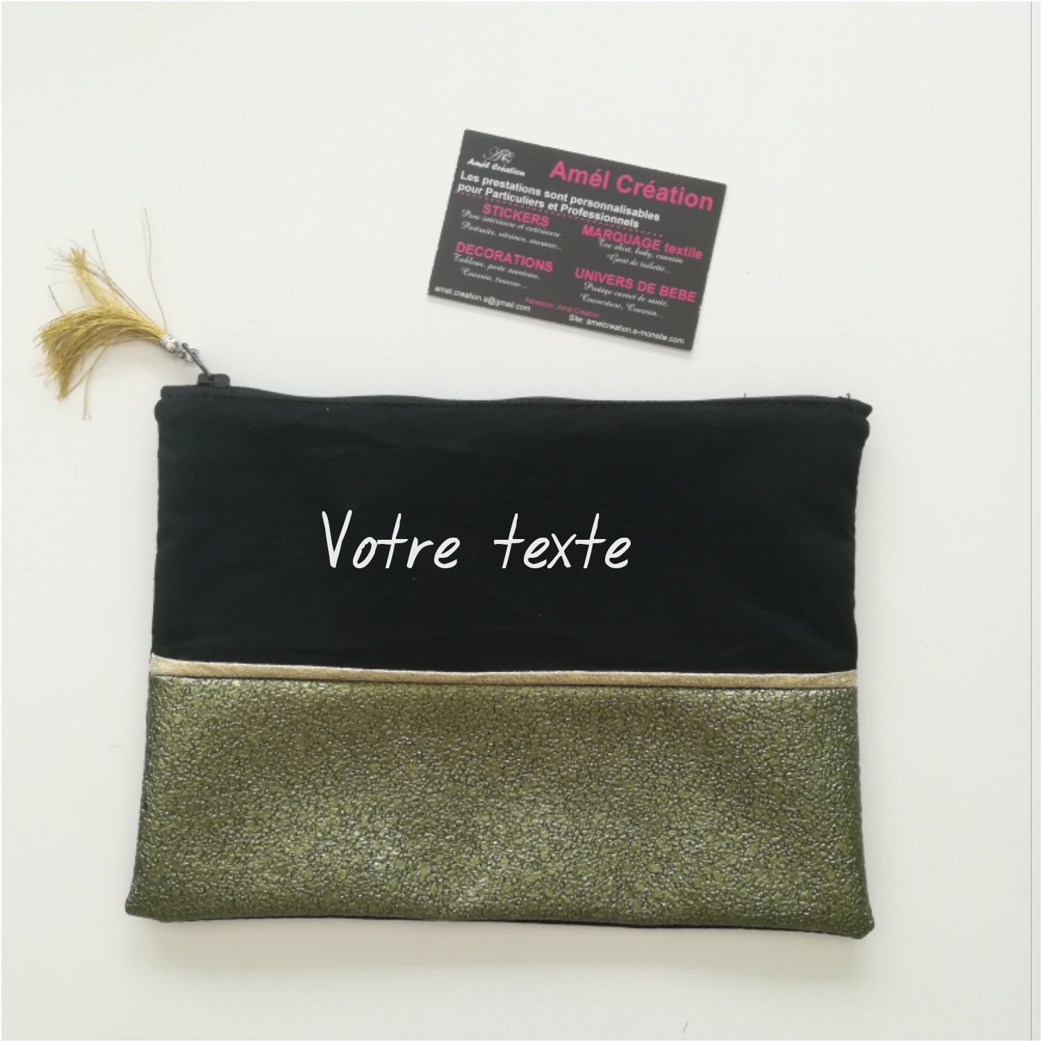 Strass vert et coton noir