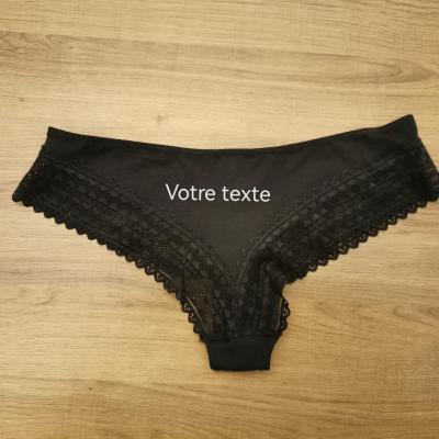 Tanga noir à personnaliser