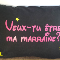 Veux tu etre ma marraine noir rose et jaune